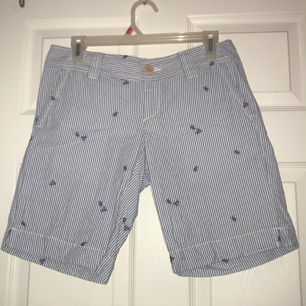 striped Lilly Pulitzer shorts blue and white